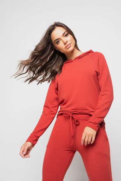 Conjunto  Comfy Com Casaco Capuz e Jogger Moletinho Terracota Salvatore Fashion