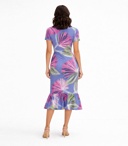 Vestido Feminino Midi Slim Em Suplex Select Azul