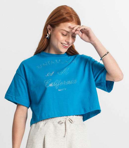 T- Shirt Juvenil Feminina Minty Azul