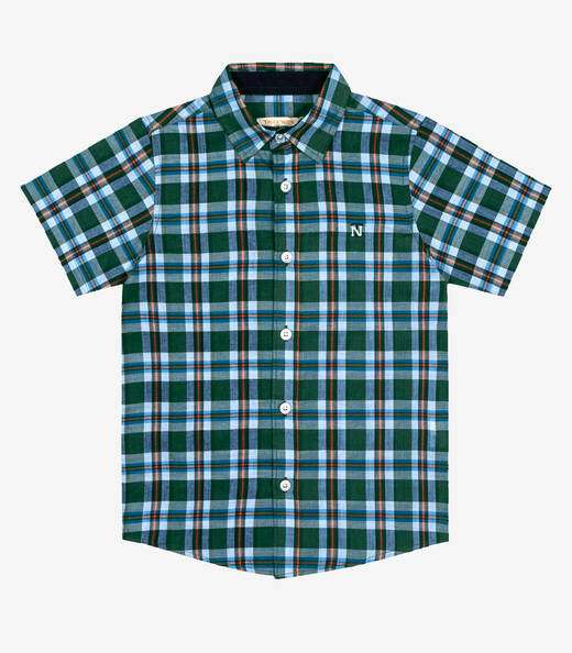 Camisa Infantil Masc Tricoline Xadrez Trick Nick Verde