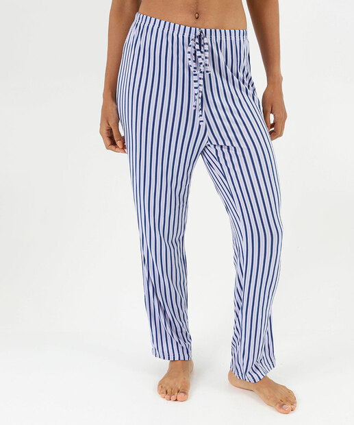 Calça Pijama Feminino Avulsa Listrada Marisa Azul