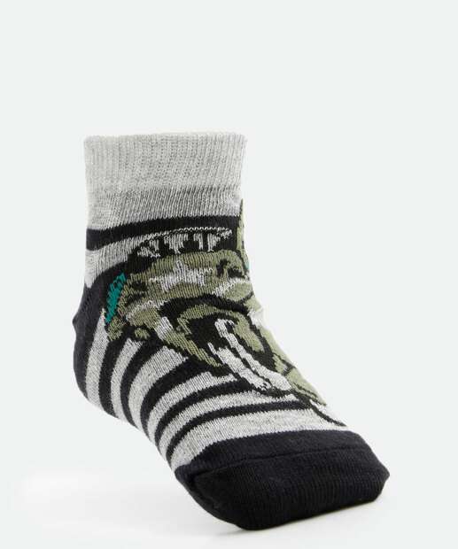 Kit 3 Pares Meias Infantil Cano Curto Estampadas