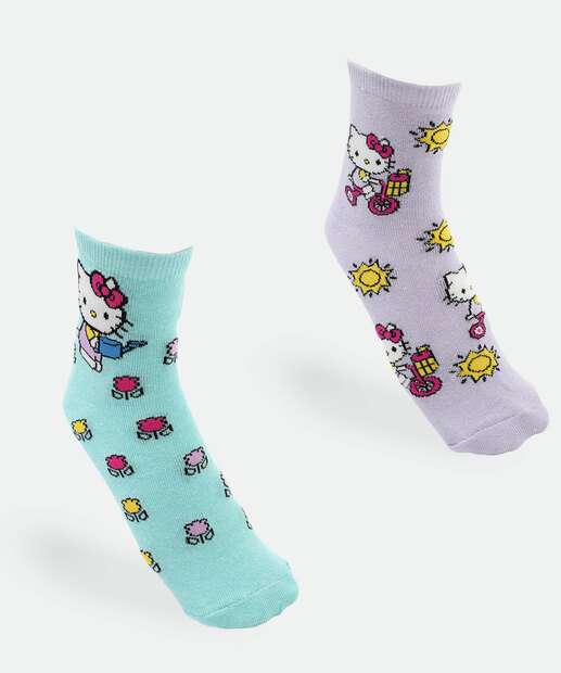 Image_Kit 2 Meias Soquete Feminina Hello Kitty Lilás