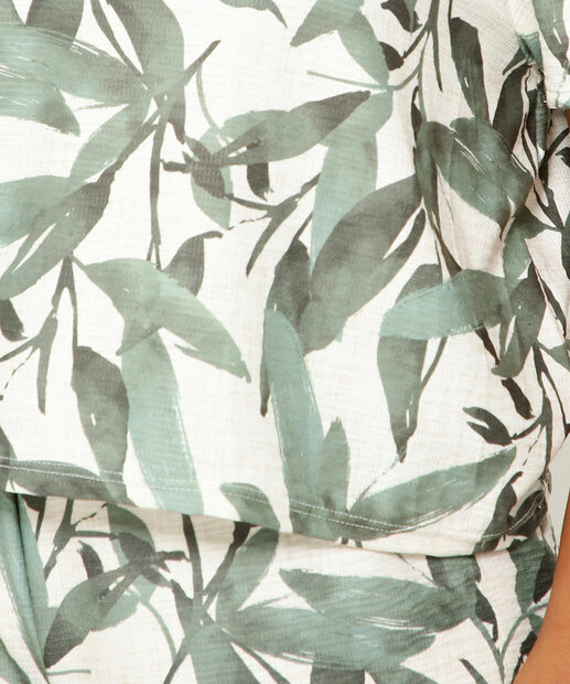 Blusa Ciganinha Plus Size Feminina Estampa Folhas Marisa