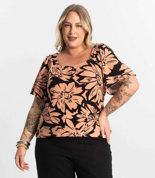 Blusa Feminina Manga Ampla Secret Glam Marrom