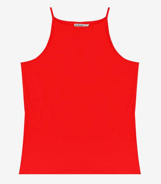 Blusa de Alça Visco Maquinetada Feminina Endless Laranja