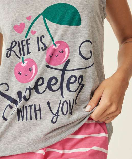 Pijama Feminino Estampa Frase Marisa