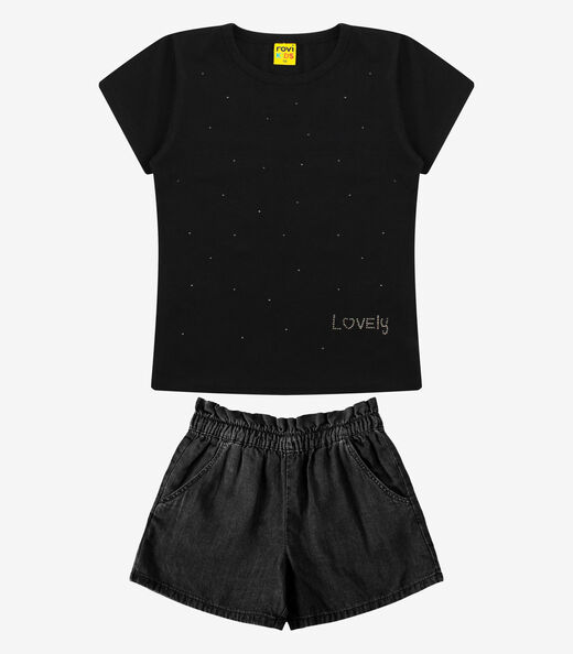 Image_Conjunto Blusa com Shorts Menina Rovi Kids Preto