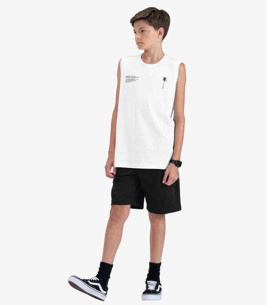 Regata Juvenil Masculino em Meia Malha Minty Branco