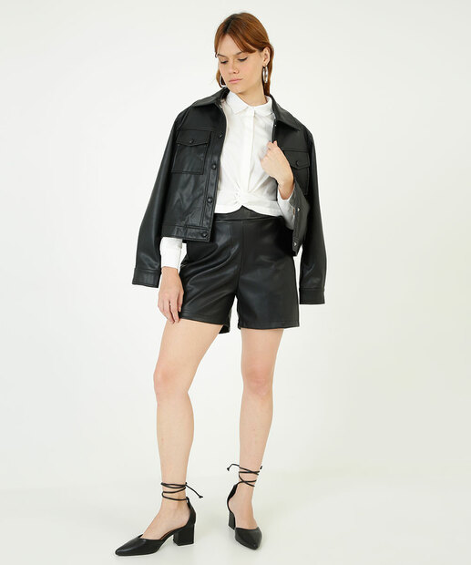 Camisa Cropped Feminina Botões Manga Longa Marisa