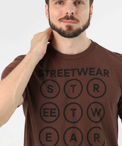 Camiseta Masculina Manga Curta Marisa Marrom