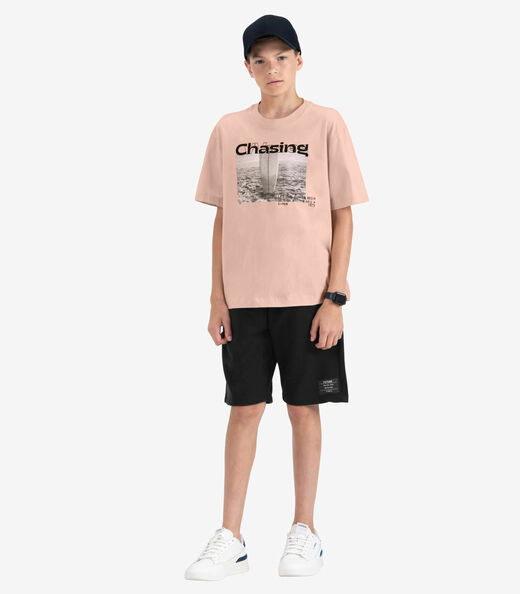 Camiseta Juvenil Masculina em Meia Malha Minty Rosa