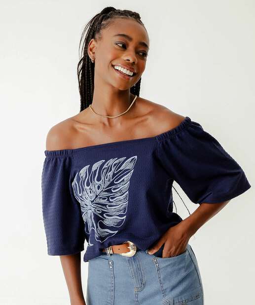 Image_Blusa Ciganinha Feminina Folha Marisa Azul