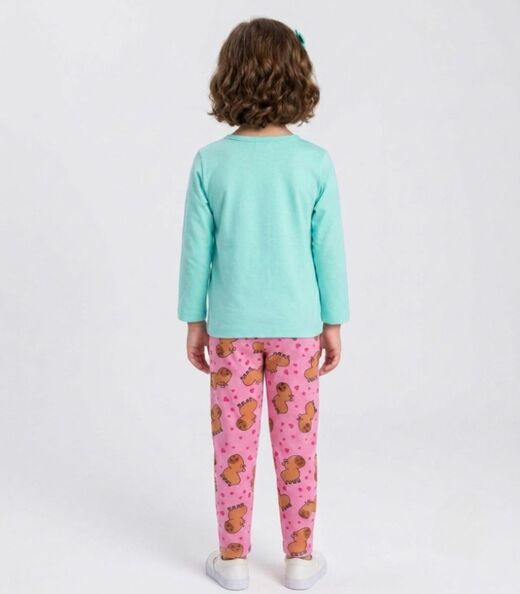 Conjunto Algodão Menina Blusa Longa E Calça Select Verde