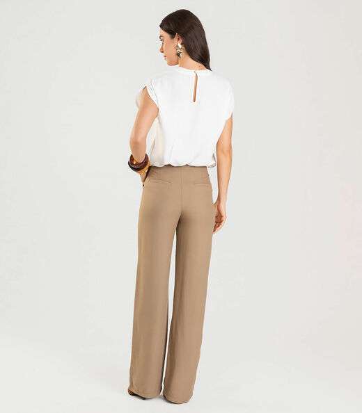 Calça Wide Leg Feminina Dianna Marrom