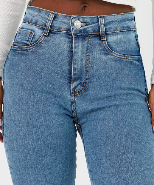 Calça Jeans Skinny Feminina Cintura Média Sawary Azul