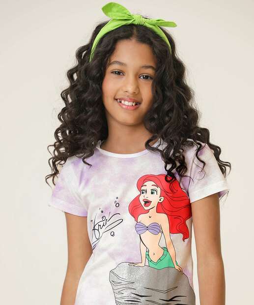 Conjunto Infantil Tie Dye Ariel Disney Tam 4 a 10