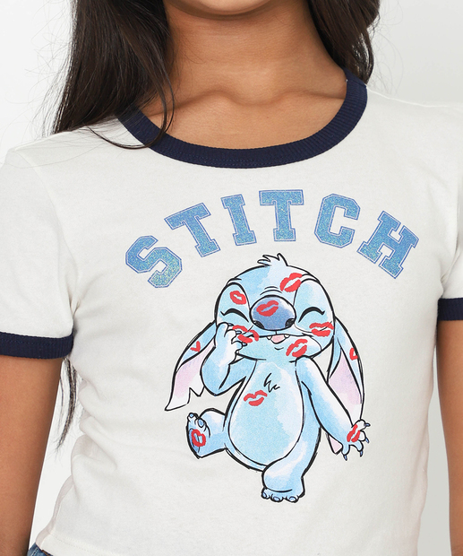 Blusa Juvenil Cropped Stitch Tam 10 a 16 Off White