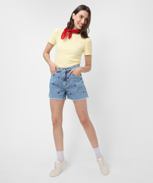 Image_Short Feminino Jeans Bordado Cereja Bolsos Azul