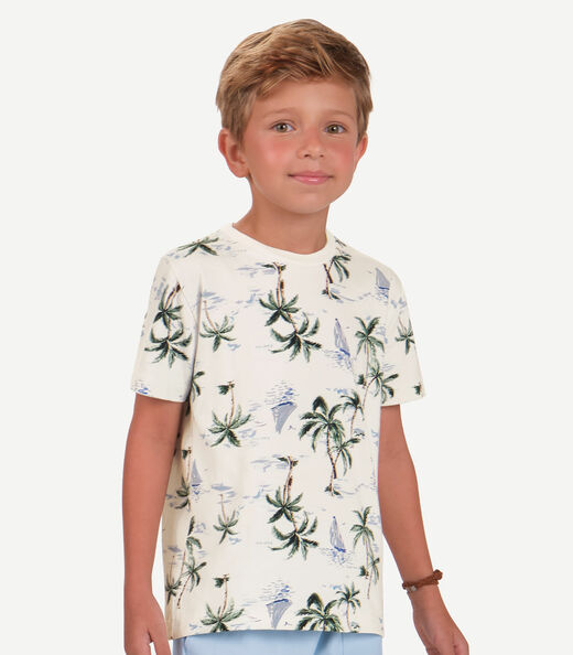Conjunto Camiseta com Bermuda Menino Trick Nick Bege