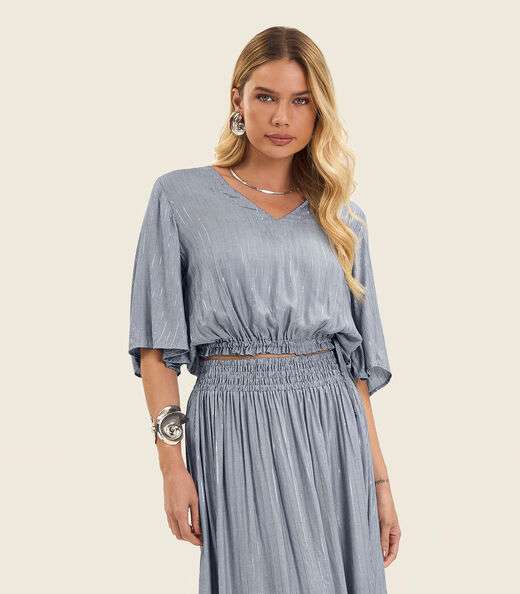 Image_Blusa Feminina Manga 3/4 Endless Azul