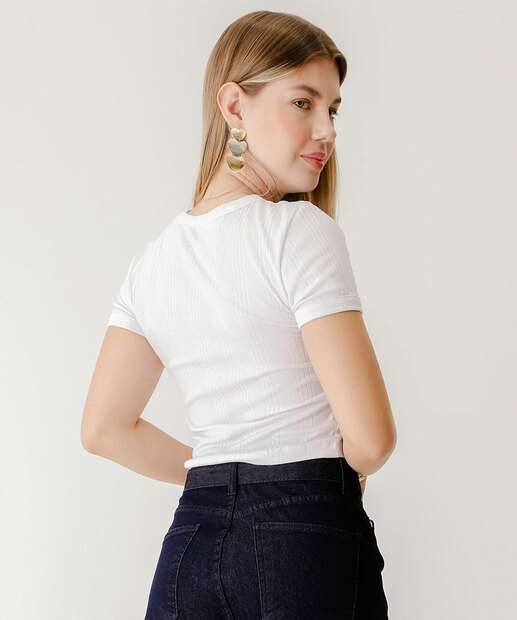 Blusa Feminina Canelada Manga Curta Marisa