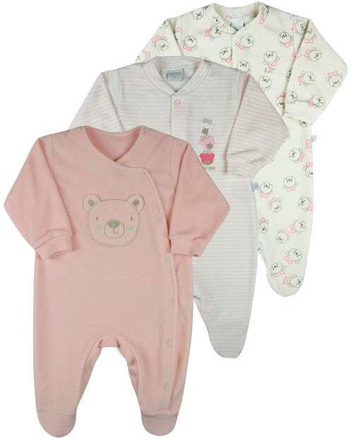 Image_Macacão Bebe Menina Plush Estampado, Liso e Listrado Kit Macacão Plush Menina Ur