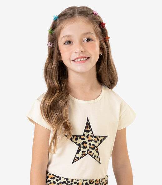 Conjunto Blusa com Saia em Meia Malha Rovi Kids Bege