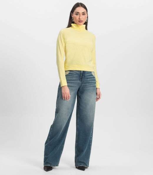 Blusão Gola Alta Infinita Cor Feminino Amarelo