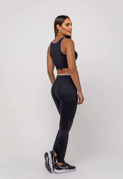 Top Suplex Poliamida Com Detalhes Viés Preto Salvatore