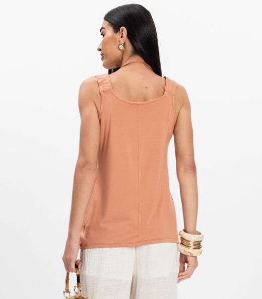 Regata Alça Franzida Feminino Rovitex Marrom