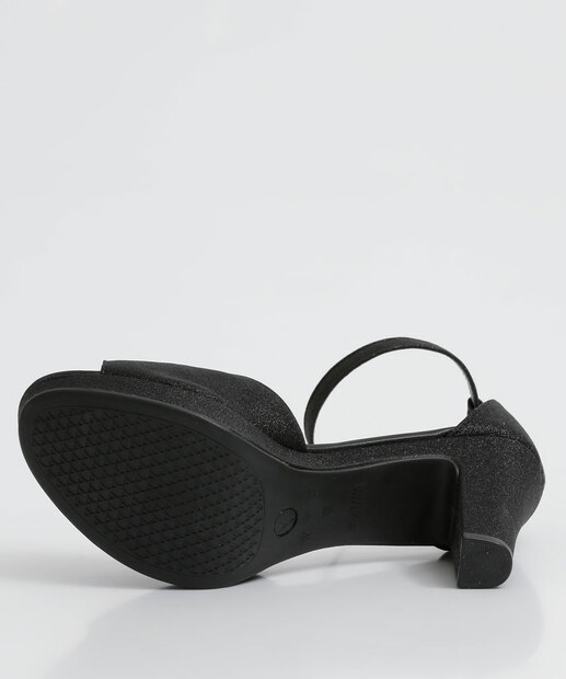 Sandália Meia Pata Feminina Salto Grosso Brilho Via Uno 