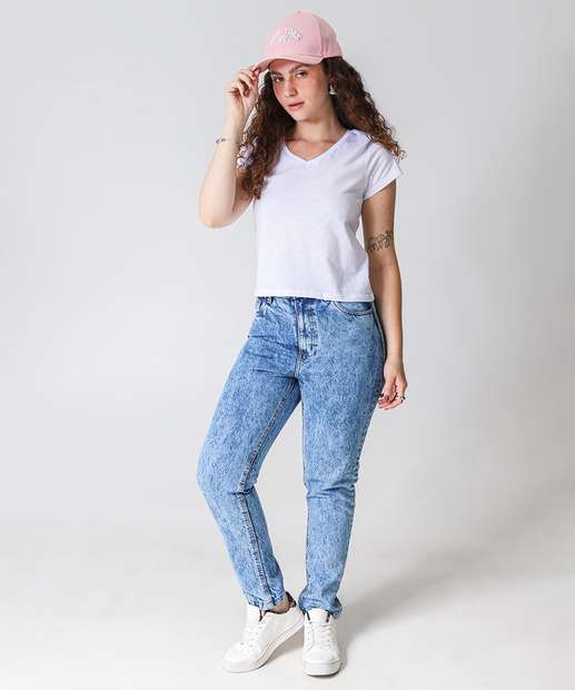 Blusa Feminina Flamê Manga Curta Marisa Branco