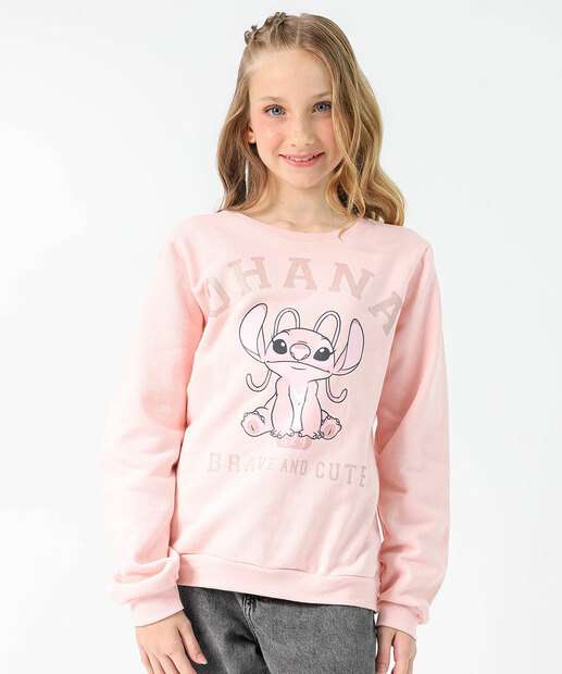 Image_Blusão Infantil Moletom Stitch Disney Tam 10 a 16 Rosa