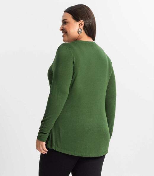 Blusa Manga Longa Visco Tricot Secret Glam Verde