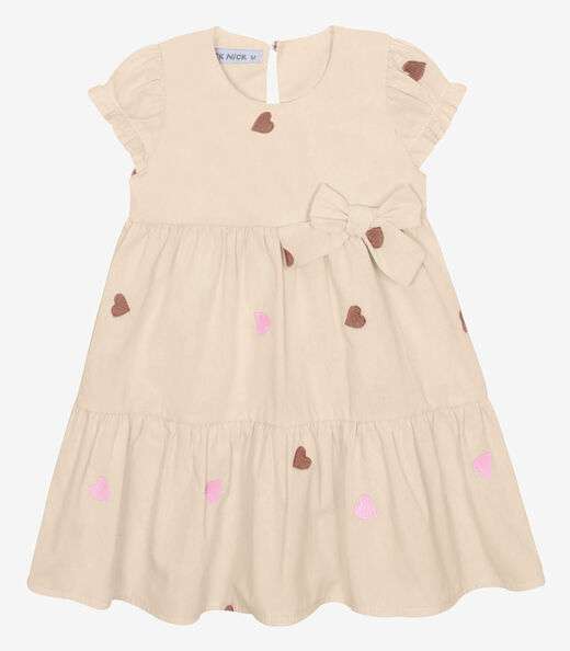 Image_Vestido Infantil Tricoline Corações Trick Nick Bege