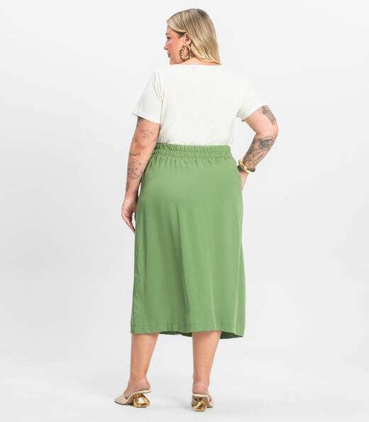Saia Midi Plus Size Secret Glam Verde