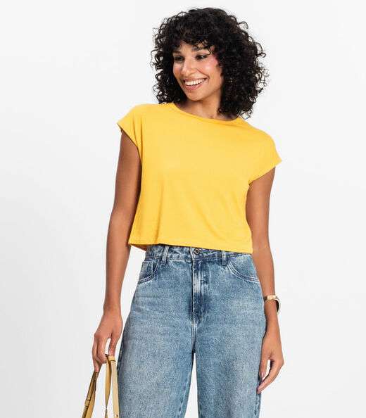 Image_Blusa Básica Feminina Viscotorcion Rovitex Amarelo