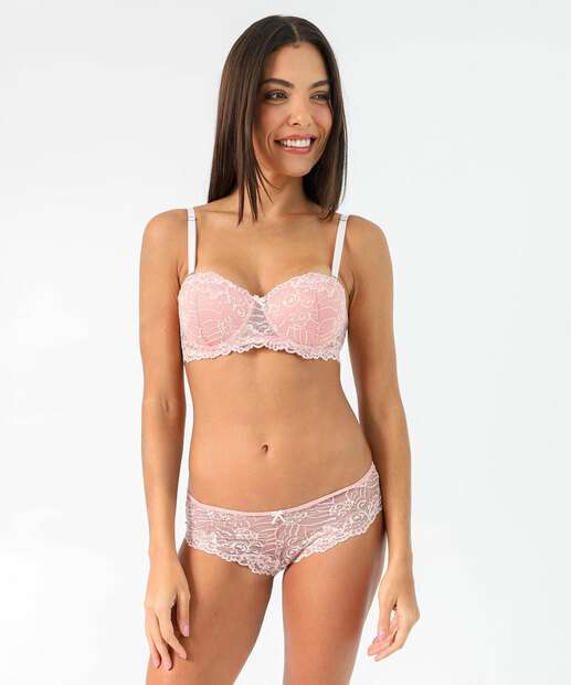 Calcinha Caleçon Renda Marisa Rosa