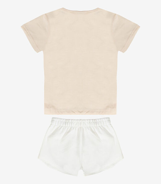 Conjunto Feminino Short e Blusa Estampada Select Bege