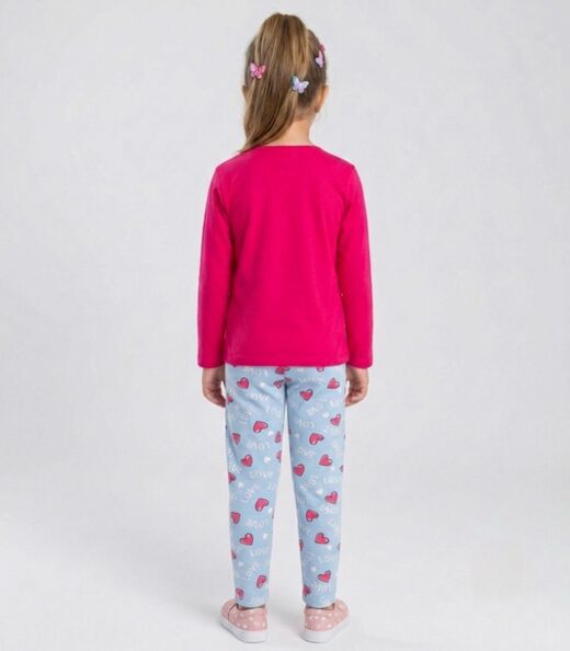 Conjunto Algodão Menina Blusa Longa E Calça Select Rosa