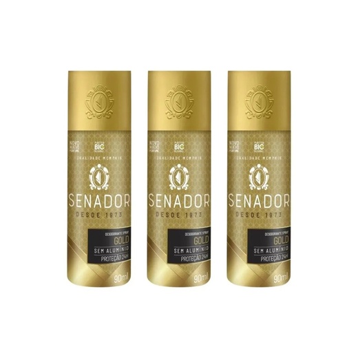 Image_Kit c/3 Unidades de Desodorante Spray Senador 90ml Sport/Gold