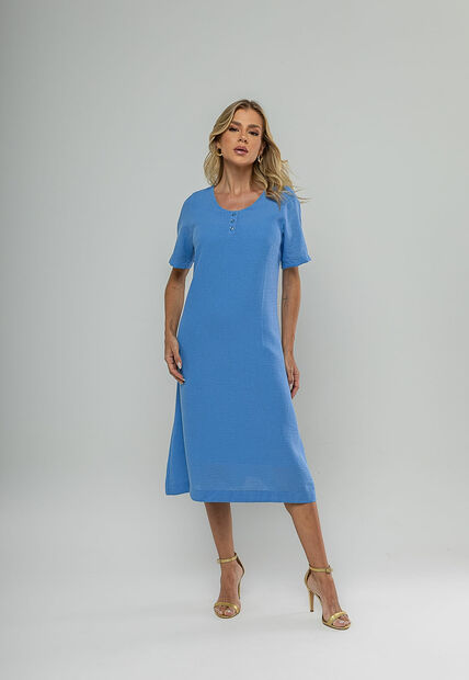 Image_Vestido Midi Botões Frontais Azul Salvatore