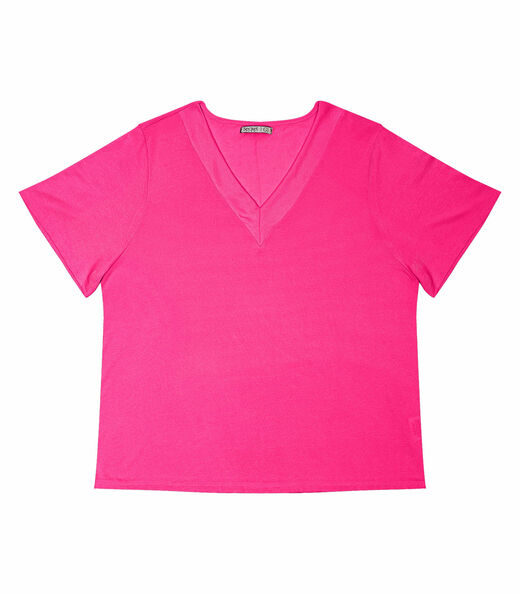 Blusa Feminina Plus Size Básica Secret Glam Rosa