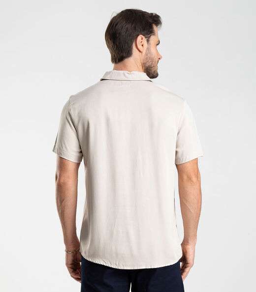 Camisa em Viscose Sarjada Masculina Diametro Bege