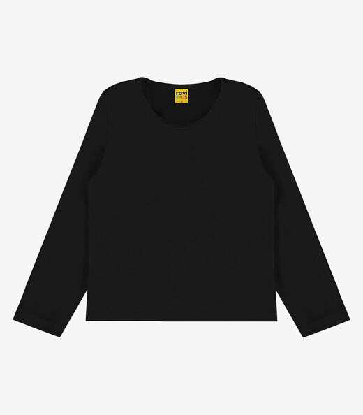 Blusa Manga Longa Infantil Feminina Rovitex Kids Preto