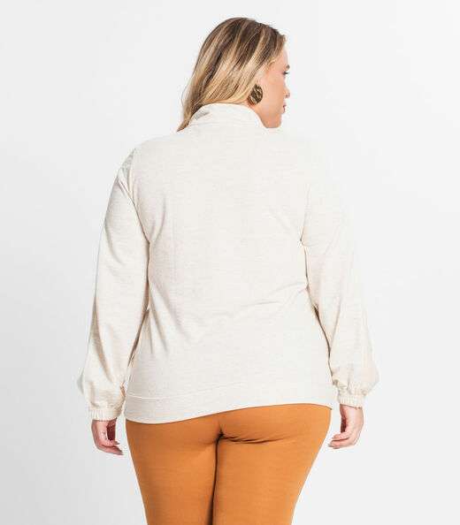 Jaqueta Plus Size Feminina Moletinho Secret Glam Bege