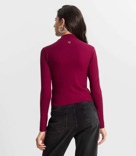 Blusa Juvenil Feminina Em Ribana Minty Vermelho