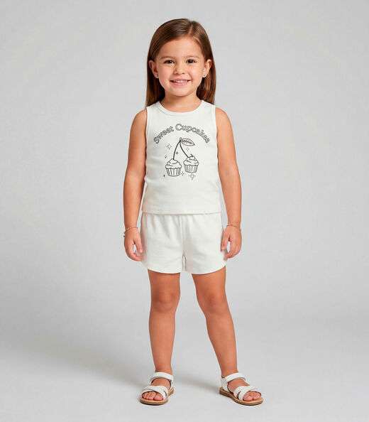 Image_Conjunto Infantil Feminino Regata e Short Select Bege