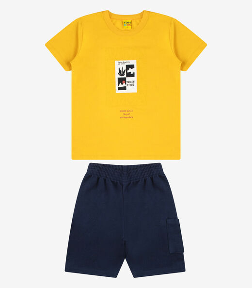 Conjunto Camiseta com Bermuda Menino Rovi Kids Amarelo